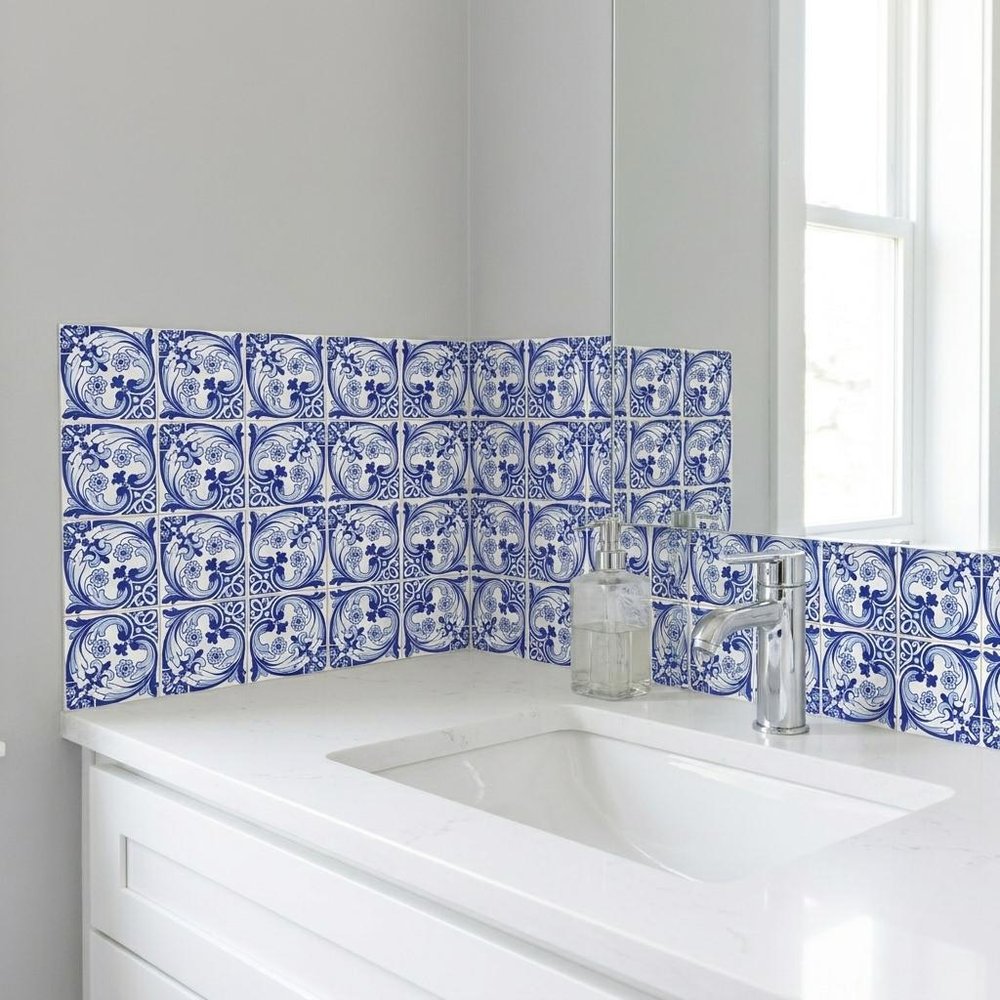 5" X 5" Blue Cloud Peel And Stick Removable Tiles