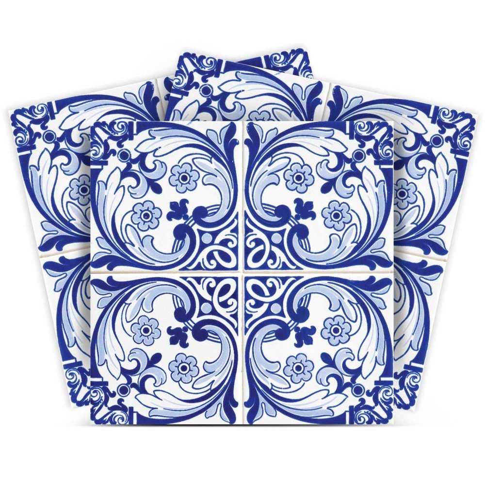 5" X 5" Blue Cloud Peel And Stick Removable Tiles