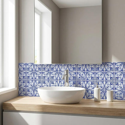 4" X 4" Blue Cloud Peel And Stick Removable Tiles