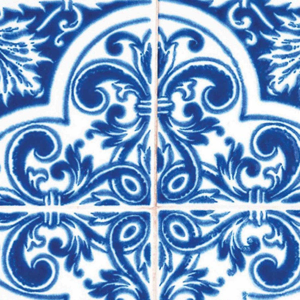 7" x 7" Blue And White Vinyl Peel And Stick Removable Tiles