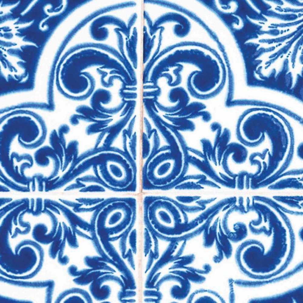 7" x 7" Blue And White Vinyl Peel And Stick Removable Tiles