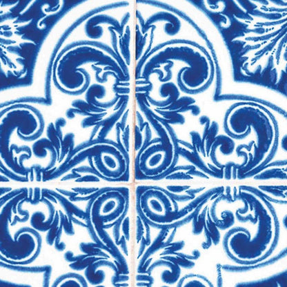 7" x 7" Blue And White Vinyl Peel And Stick Removable Tiles