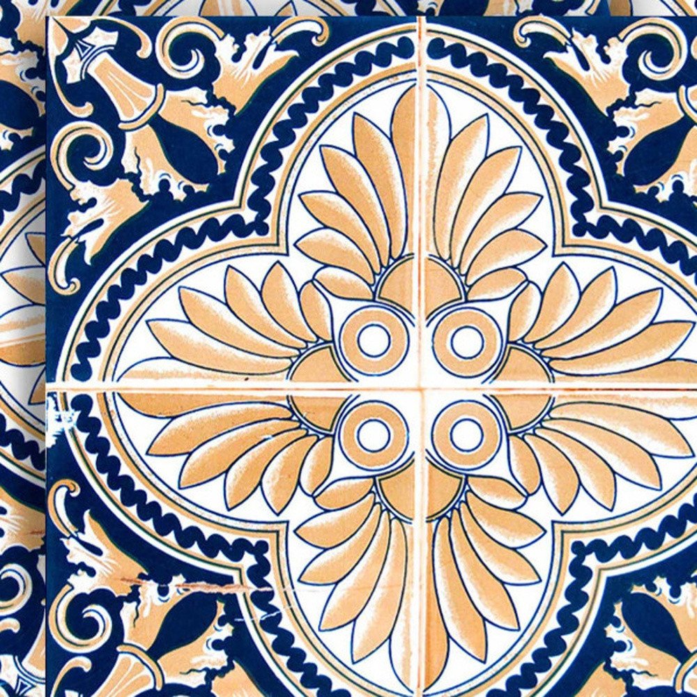 7" x 7" Blue And Yellow Vinyl Peel And Stick Removable Tiles