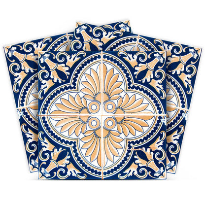 7" x 7" Blue And Yellow Vinyl Peel And Stick Removable Tiles