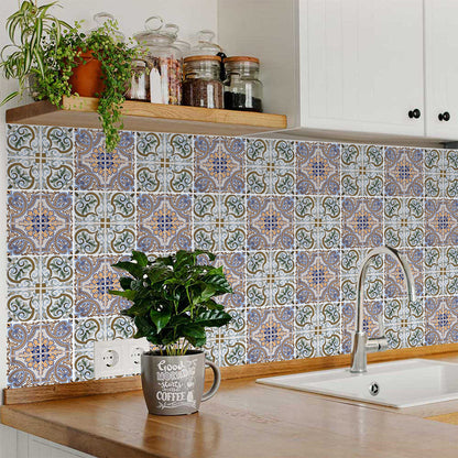 4" X 4" Blue Mia Peel And Stick Removable Tiles