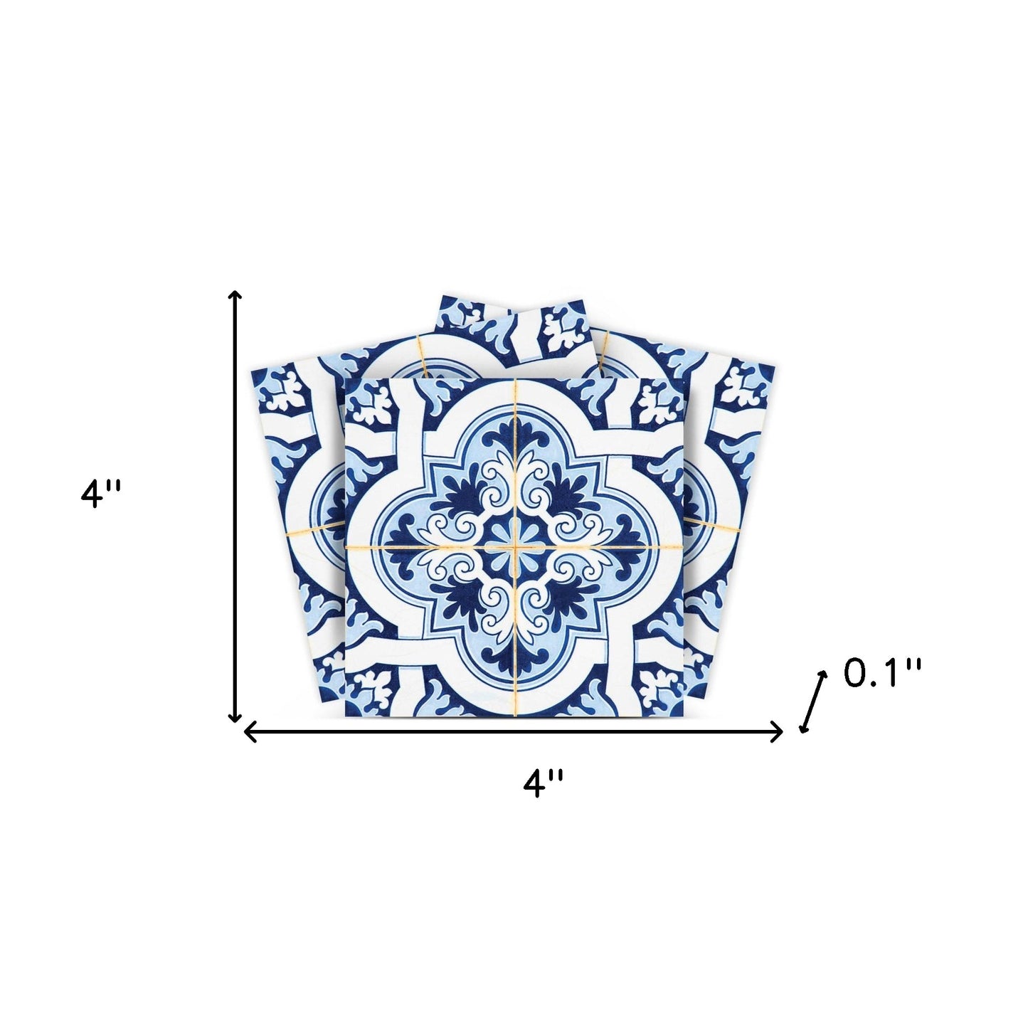 4" X 4" Blue Mia Peel And Stick Removable Tiles