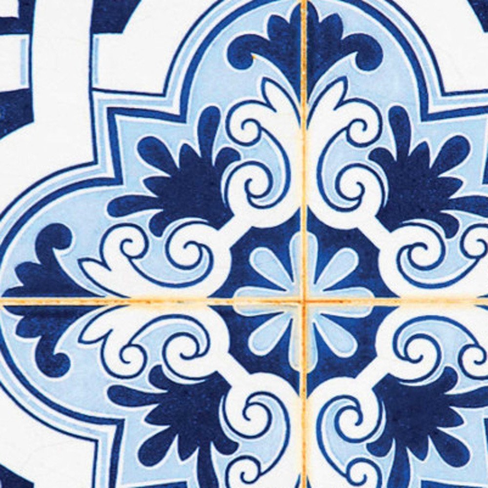 7" x 7" Blue And White Vinyl Peel And Stick Removable Tiles