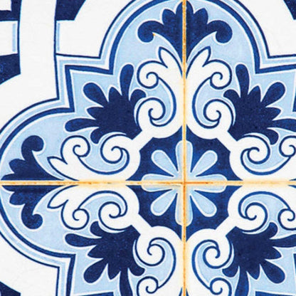 7" x 7" Blue And White Vinyl Peel And Stick Removable Tiles