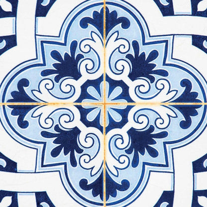 7" x 7" Blue And White Vinyl Peel And Stick Removable Tiles