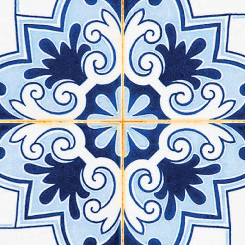 7" x 7" Blue And White Vinyl Peel And Stick Removable Tiles