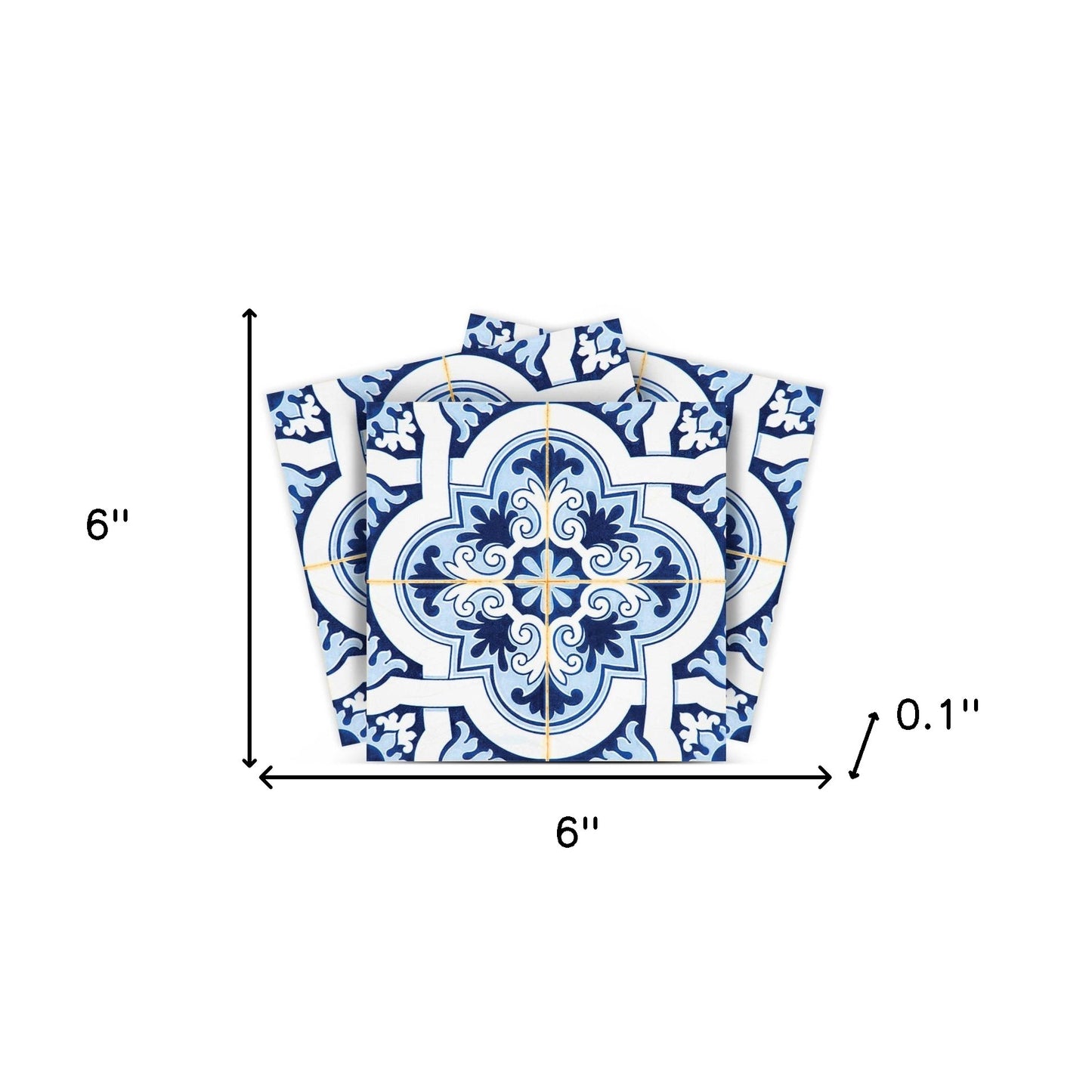 4" X 4" Blue Mia Peel And Stick Removable Tiles