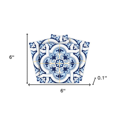4" X 4" Blue Mia Peel And Stick Removable Tiles
