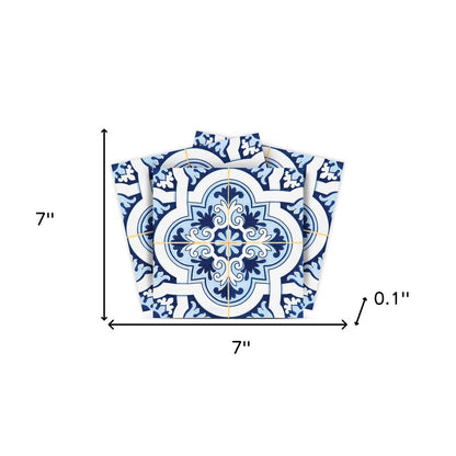 4" X 4" Blue Mia Peel And Stick Removable Tiles
