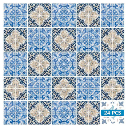 7" x 7" Blue Peel And Stick Removable Tiles
