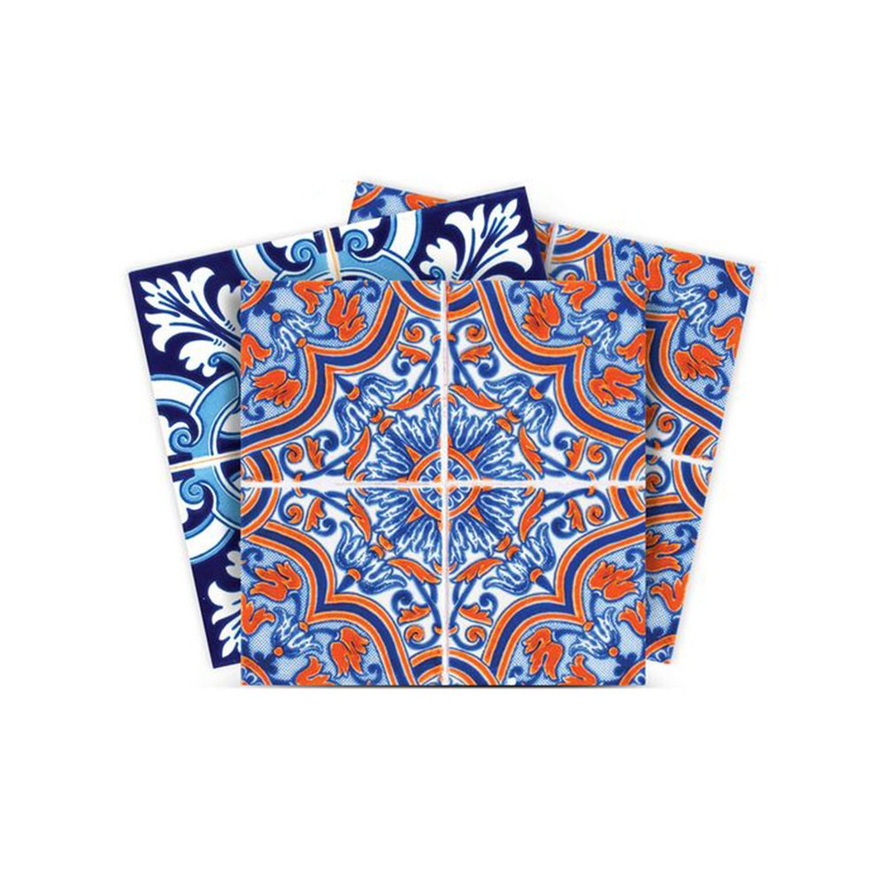 7" x 7" Blue And White Peel And Stick Removable Tiles