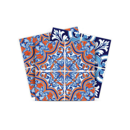 7" x 7" Blue And White Peel And Stick Removable Tiles