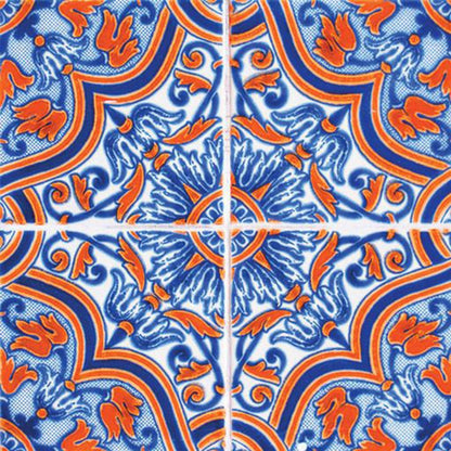 7" x 7" Blue And White Peel And Stick Removable Tiles