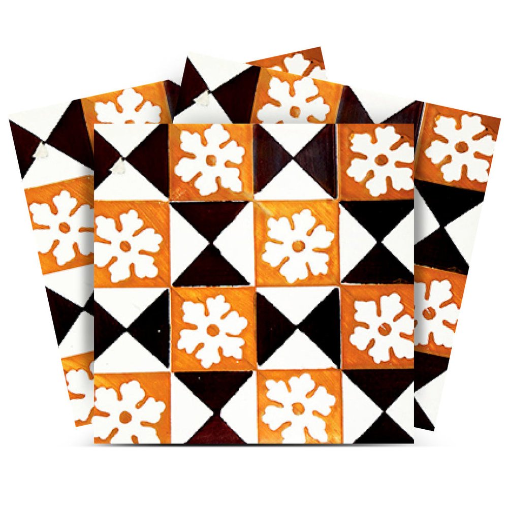 7" x 7" Black And White Peel And Stick Removable Tiles