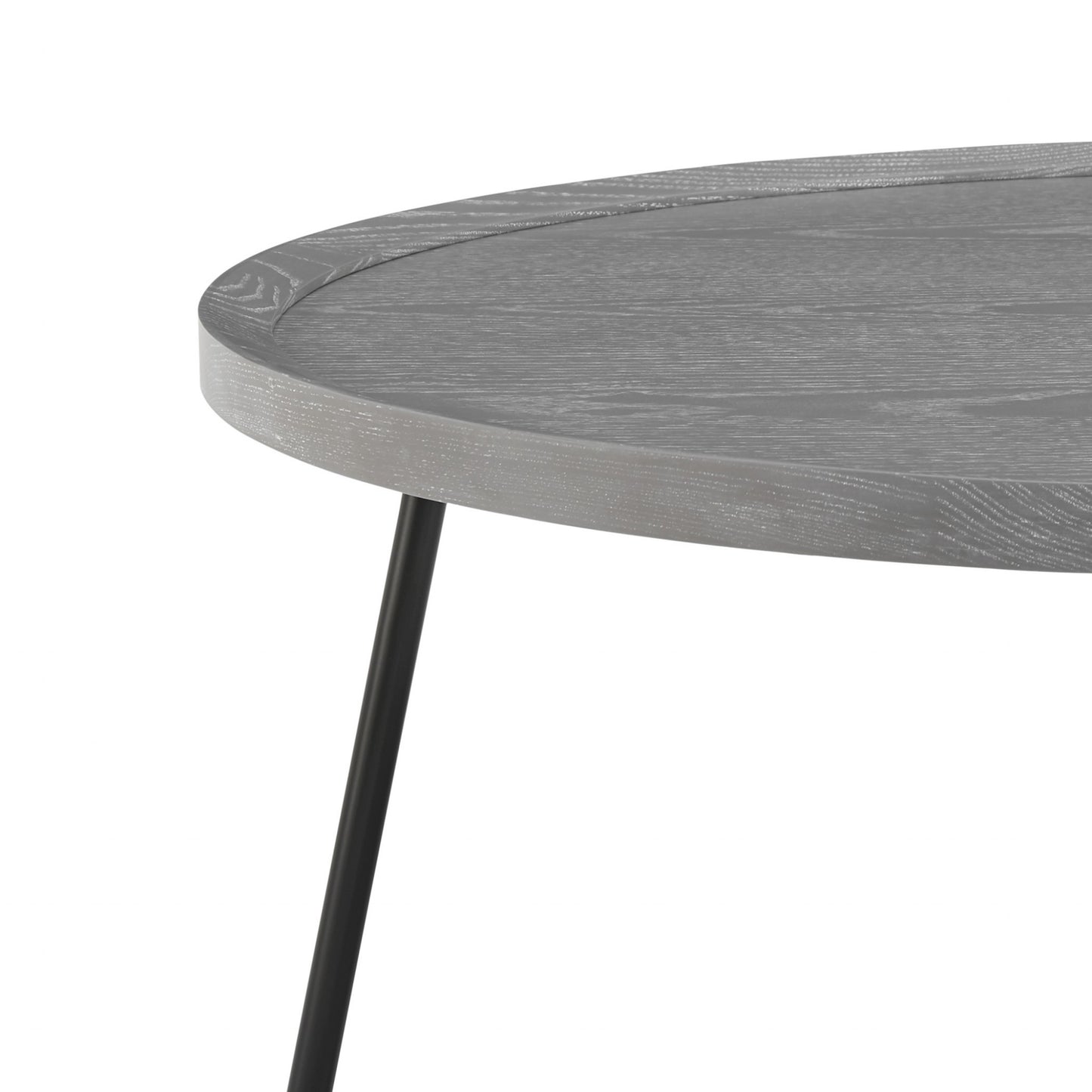 35" Gray And Black Metal Round Coffee Table