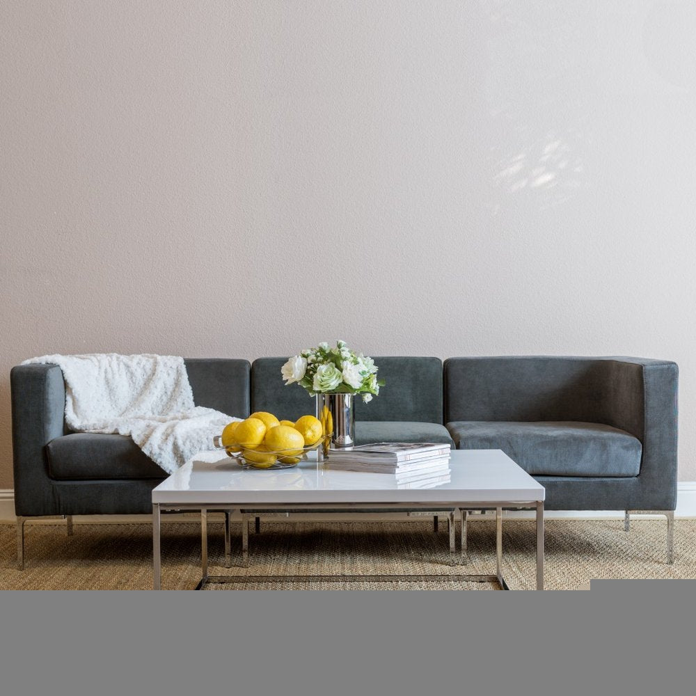 35" White and Silver Wood And Metal Square Frame Coffee Table
