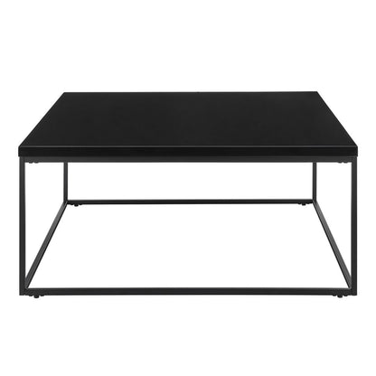 35" Black Wood And Metal Square Frame Coffee Table