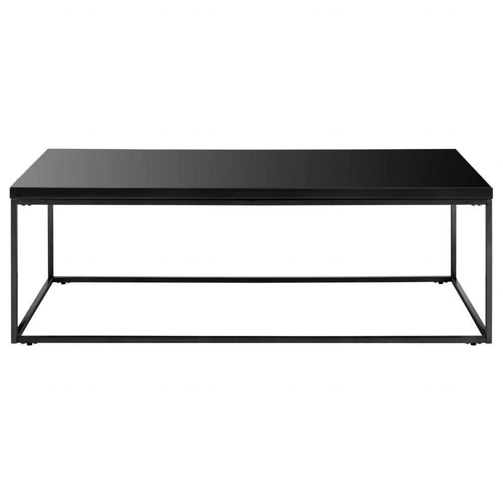 47" Black Wood And Metal Frame Coffee Table
