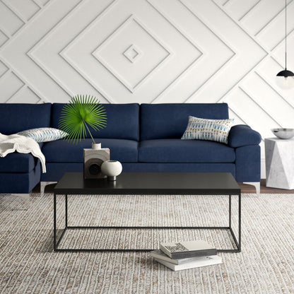 47" Black Wood And Metal Frame Coffee Table