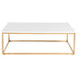 47" White And Gold Metal Coffee Table