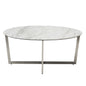 36" White And Silver Metal Round Coffee Table