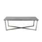 47" Black and Silver Wood And Metal Cross Legs Coffee Table
