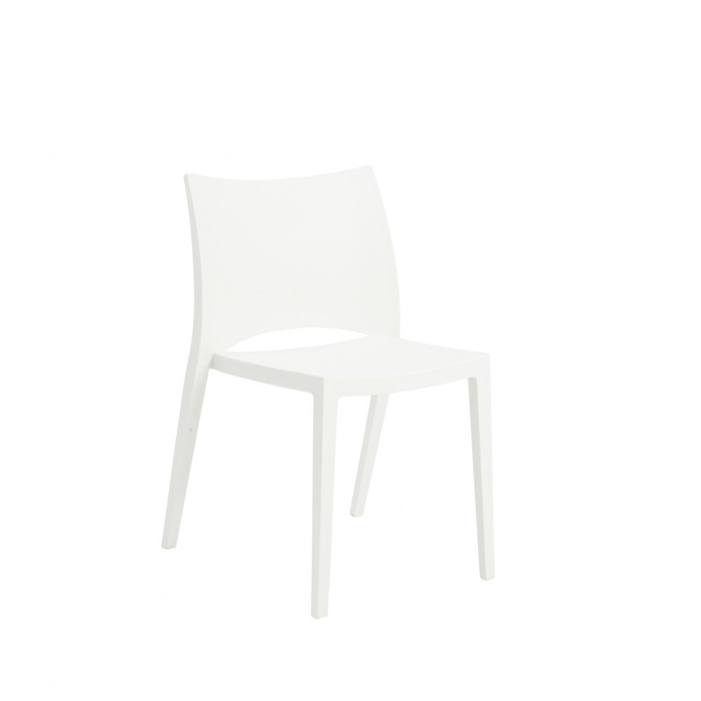 Set of Two White Heavy Duty Plastic Outdoor Stacking Dining Chairs