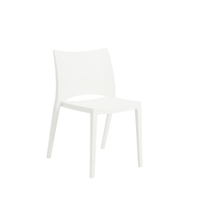 Set of Two White Heavy Duty Plastic Outdoor Stacking Dining Chairs