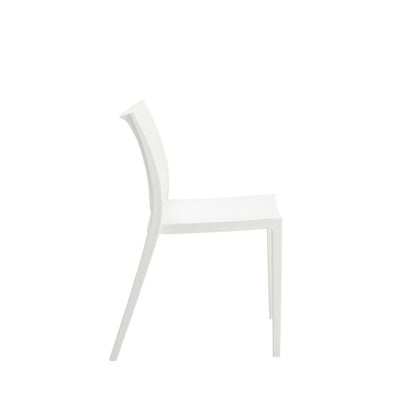 Set of Two White Heavy Duty Plastic Outdoor Stacking Dining Chairs