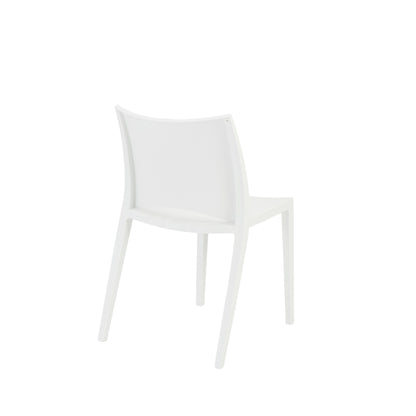 Set of Two White Heavy Duty Plastic Dining Side Chairs