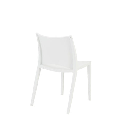 Set of Two White Heavy Duty Plastic Outdoor Stacking Dining Chairs