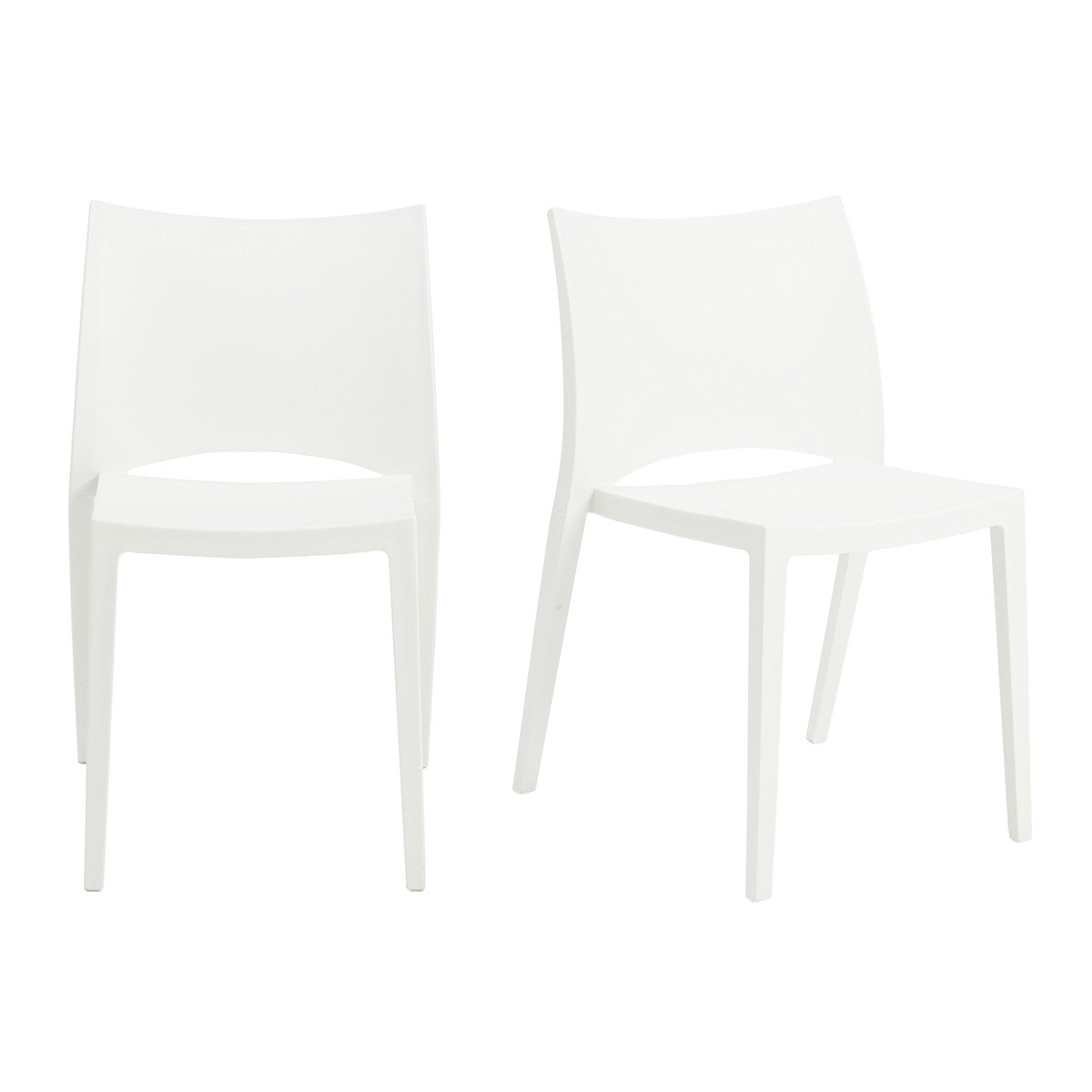 Set of Two White Heavy Duty Plastic Dining Side Chairs