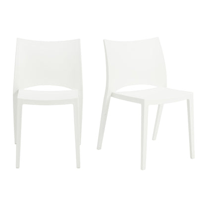 Set of Two White Heavy Duty Plastic Dining Side Chairs