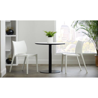 Set of Two White Heavy Duty Plastic Outdoor Stacking Dining Chairs