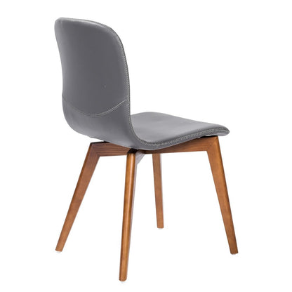 Set of Two Gray and Brown Upholstered Faux Leather Dining Side Chairs