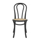 Set of Two Black and Natural Solid Wood And Rattan Curved Back Dining Side Chairs
