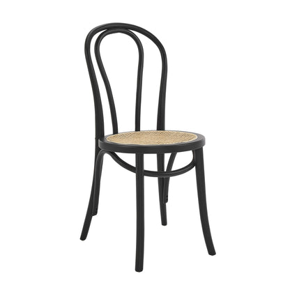 Set of Two Brown And Black Wood Curved Back Dining Side Chairs