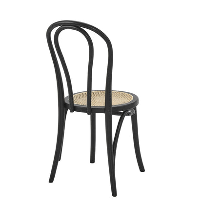 Set of Two Brown And Black Wood Curved Back Dining Side Chairs