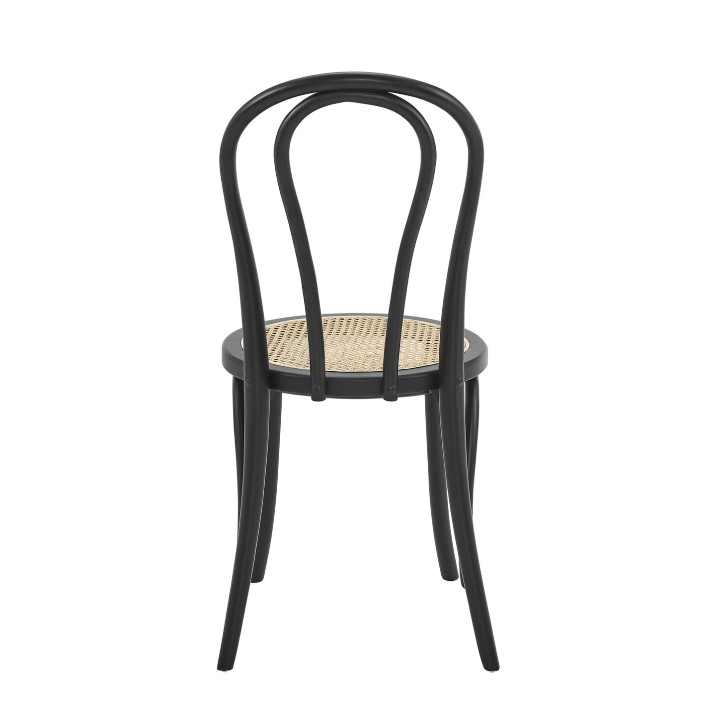 Set of Two Brown And Black Wood Curved Back Dining Side Chairs