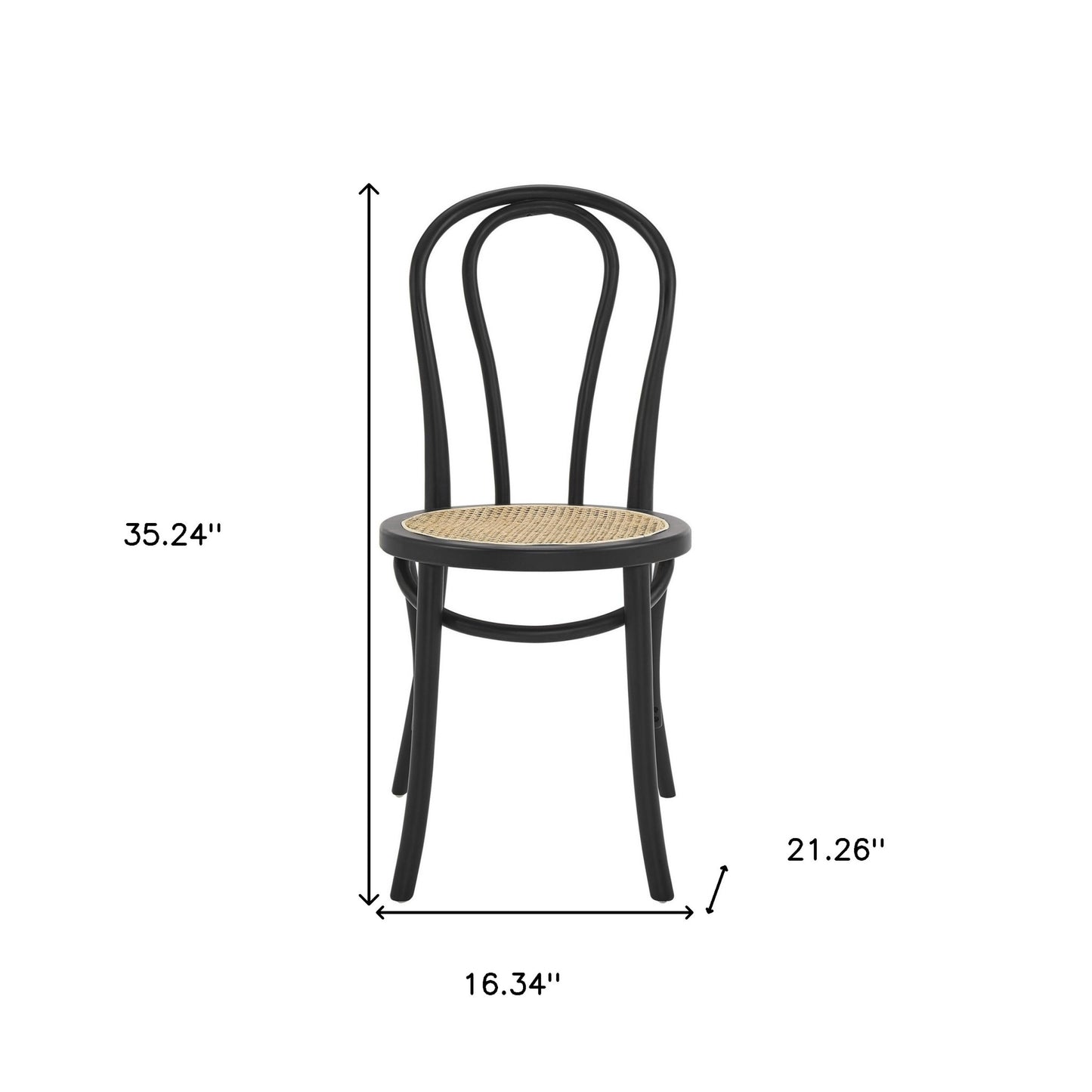 Set of Two Brown And Black Wood Curved Back Dining Side Chairs