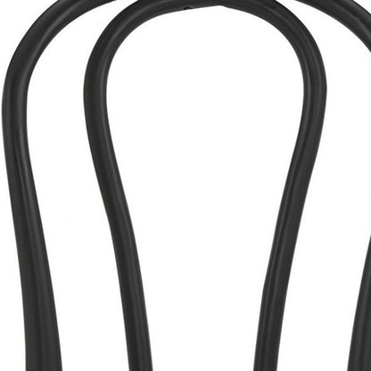 Set of Two Black and Natural Solid Wood And Rattan Curved Back Dining Side Chairs