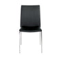 Set of Two Black and Silver Upholstered Faux Leather Dining Side Chairs
