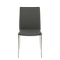 Set of Two Gray and Silver Upholstered Leather Dining Side Chairs