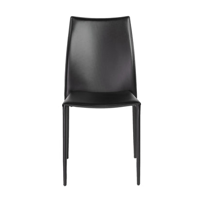 Set of Two Black Upholstered Faux Leather Dining Side Chairs