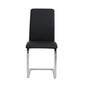 Set of Two Black and Silver Upholstered Leather Dining Side Chairs
