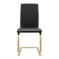 Set of Two Black and Gold Upholstered Leather Dining Side Chairs